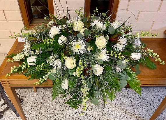 Stately White Casket Spray