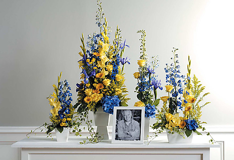 Blue & Yellow Memorial Arrangement Set